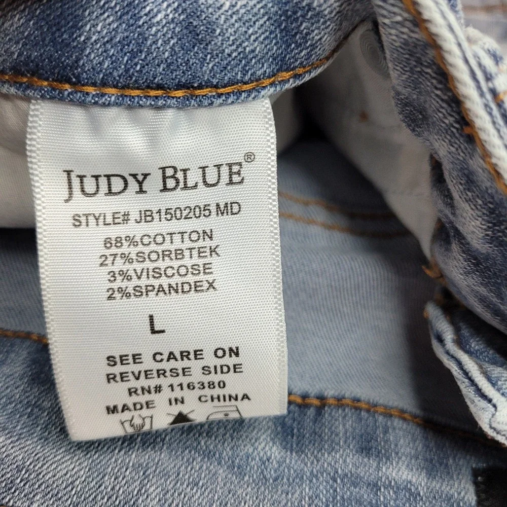 Judy Blue Denim Shorts Womens Large Blue Excellent Sorbtek Stretch JB150205 MD